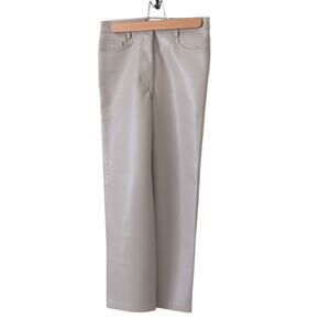 ARITZIA Wilfred Melina Vegan Leather Pants Grey Beige Straight Leg High Rise 2